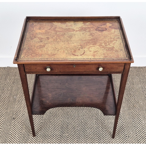 275 - WRITING TABLE, early 19th century Georgian mahogany with leather top, drawer and undertier 76cm H x ... 