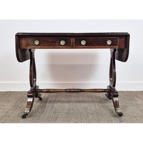 280 - SOFA TABLE, early 20th century Regency style mahogany with two drawers, 72cm H x 91cm x 61cm x 134cm... 