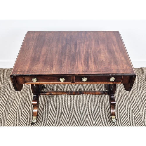 280 - SOFA TABLE, early 20th century Regency style mahogany with two drawers, 72cm H x 91cm x 61cm x 134cm... 