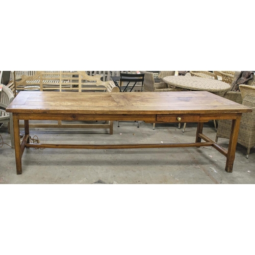 281 - REFECTORY TABLE, mid 19th century French cherrywood and ash with side drawer, 74cm H x 277cm x 93cm.