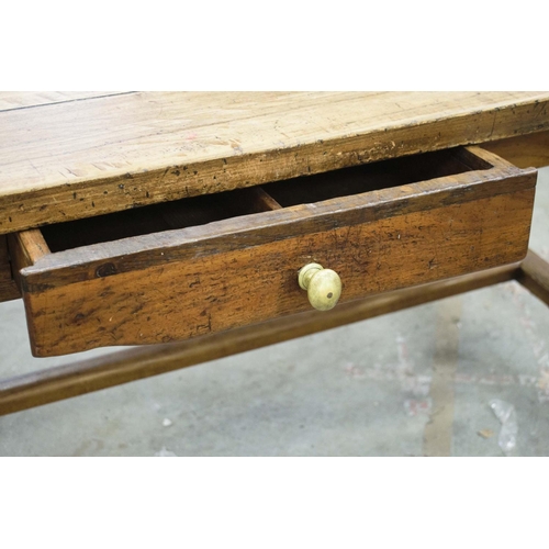 281 - REFECTORY TABLE, mid 19th century French cherrywood and ash with side drawer, 74cm H x 277cm x 93cm.