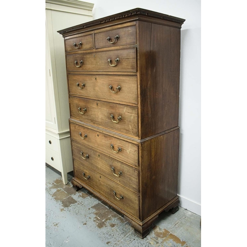 283 - CHEST ON CHEST, George III mahogany, circa 1760, in two parts with eight drawers, 178cm H x 113cm x ... 