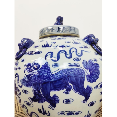 316 - GINGER JARS, a pair, Chinese export style  blue and white ceramic, 35cm H x 35cm. (2)