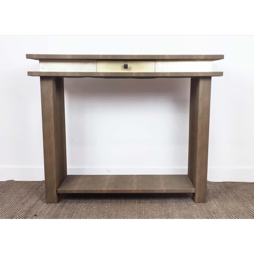 319 - CONSOLE TABLE, faux shagreen, with a drawer, 120cm x 40cm x 98.5cm.