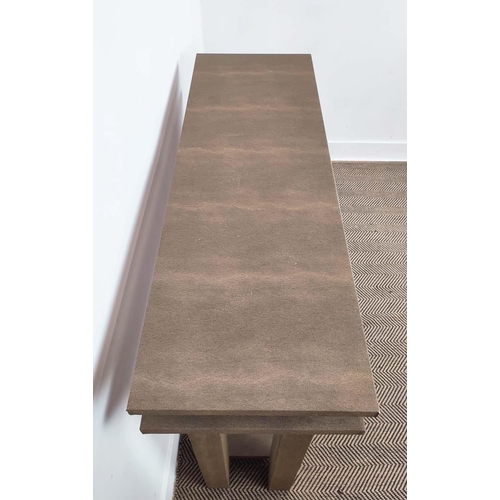 319 - CONSOLE TABLE, faux shagreen, with a drawer, 120cm x 40cm x 98.5cm.