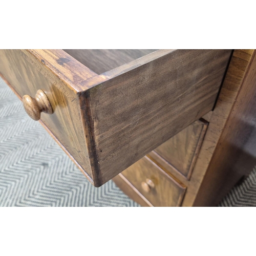 344 - SIDE CHESTS, a pair, Victorian style walnut with feather banded top over three drawers, 66cm H x 44c... 