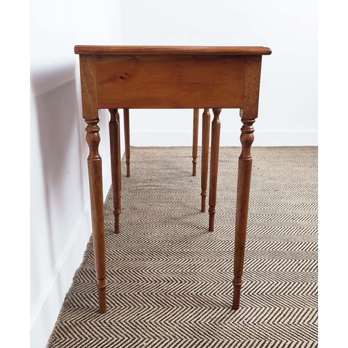 345 - SIDE TABLES, a pair, 19th century style yew wood with single drawer on turned supports, 77cm H x 61c... 