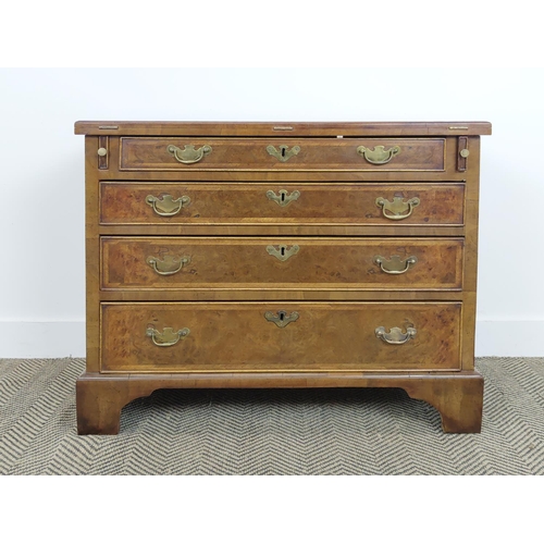 346 - BACHELORS CHEST, Georgian style burr walnut, the flip over top over four graduated drawers, 72cm H x... 