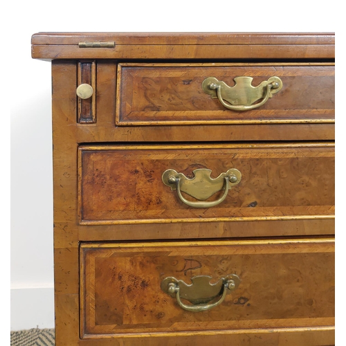 346 - BACHELORS CHEST, Georgian style burr walnut, the flip over top over four graduated drawers, 72cm H x... 