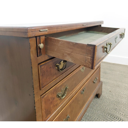 346 - BACHELORS CHEST, Georgian style burr walnut, the flip over top over four graduated drawers, 72cm H x... 