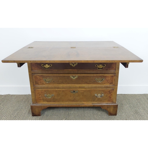 346 - BACHELORS CHEST, Georgian style burr walnut, the flip over top over four graduated drawers, 72cm H x... 