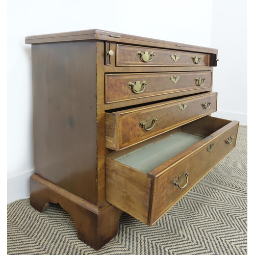 346 - BACHELORS CHEST, Georgian style burr walnut, the flip over top over four graduated drawers, 72cm H x... 