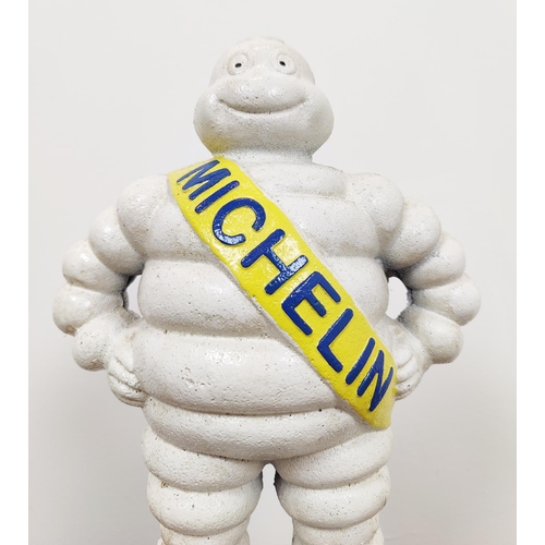 348 - MICHELIN MAN SCULPTURE, painted cast metal, 40cm H.