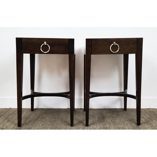 349 - ATTRIBUTED TO PORTA ROMANA CONKER SIDE TABLES, a pair, each 45cm x 45cm x 72cm H. (2)