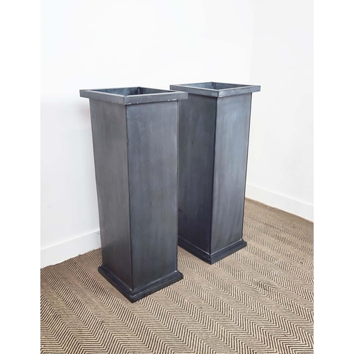 353 - OKA PEDESTALS, a pair, metal with galleried tops, each 35cm x 35cm x 101cm H. (2)