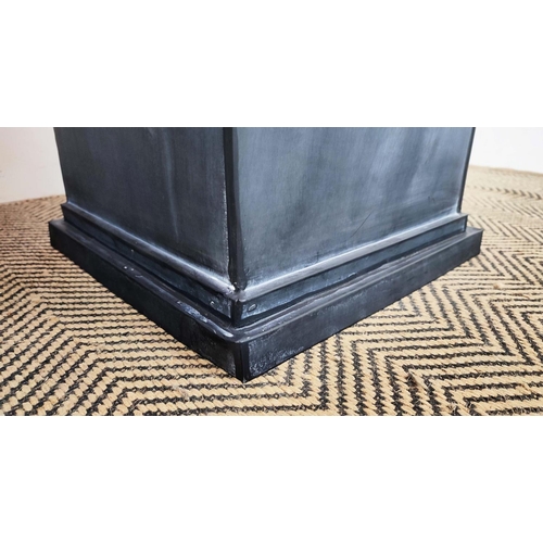 353 - OKA PEDESTALS, a pair, metal with galleried tops, each 35cm x 35cm x 101cm H. (2)