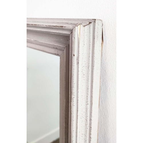 385 - OKA WALL MIRROR, grey painted frame, 131cm H x 95cm W.