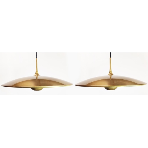 393 - ATTRIBUTED TO HECTOR FINCH ONOS ADJUSTABLE PENDANT LAMP, double pull, 55cm diam each light.