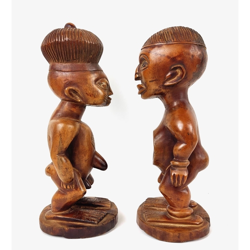 4 - A PAIR OF IBEOI DOLLS (Nigeria), 30cm H. (2)