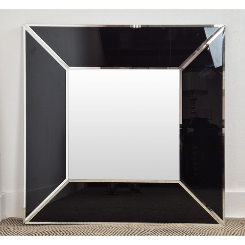 451 - WALL MIRROR, 90cm x 90cm, with marginal bevelled mirror plate frame, tinted detail.