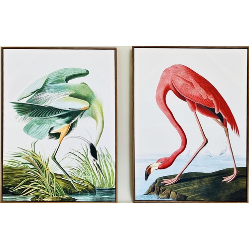 467 - AFTER JOHN JAMES AUBUDON CRANE AND FLAMINGO PRINTS, a set of two, 113cm H x 83cm. (2)