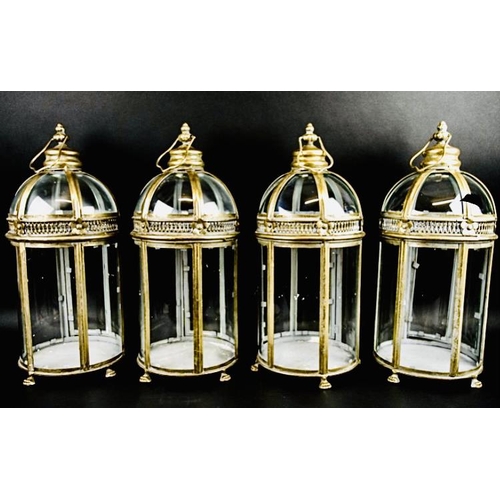 473 - LANTERNS, a set of four, Regency style gilt metal and glass, 46cm H x 19cm x 19cm. (4)