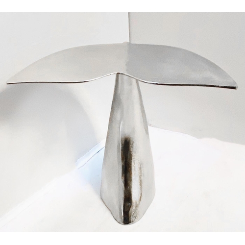 488 - FLIPPER SIDE TABLE, silvered metal, 55cm H x 54cm x 44cm.