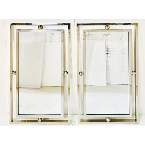 489 - WALL MIRRORS, a pair, Art Deco style, with chrome frames, 100cm H x 60cm. (2)