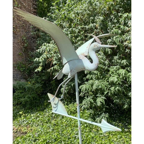 500 - FLYING CRANE WEATHER VANE, faux verdigris finish metal, 132cm H x 58cm x 60cm.