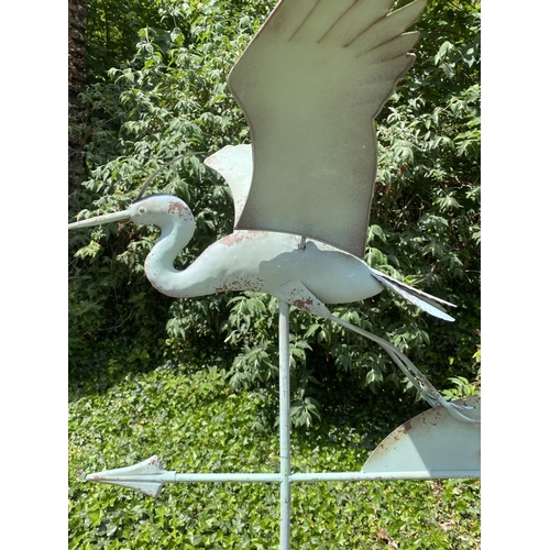 500 - FLYING CRANE WEATHER VANE, faux verdigris finish metal, 132cm H x 58cm x 60cm.