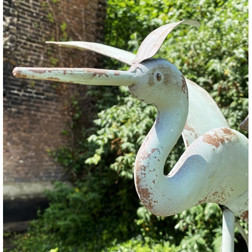 500 - FLYING CRANE WEATHER VANE, faux verdigris finish metal, 132cm H x 58cm x 60cm.