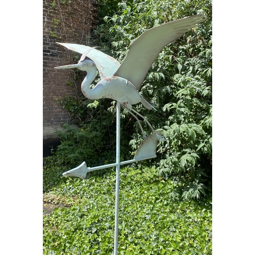 500 - FLYING CRANE WEATHER VANE, faux verdigris finish metal, 132cm H x 58cm x 60cm.