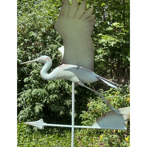 500 - FLYING CRANE WEATHER VANE, faux verdigris finish metal, 132cm H x 58cm x 60cm.