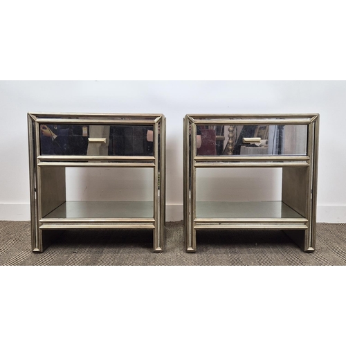 504 - JULIAN CHICHESTER TEMPLE BEDSIDES, a pair, each with single drawer, 71cm H x 60cm W x 42cm D. (2)