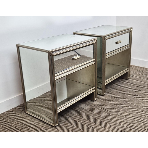 504 - JULIAN CHICHESTER TEMPLE BEDSIDES, a pair, each with single drawer, 71cm H x 60cm W x 42cm D. (2)