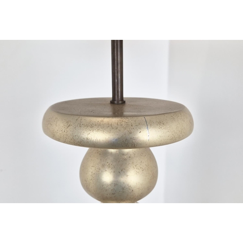 505 - JULIAN CHICHESTER FLOOR LAMP, silvered bobbin stem, 180cm H including shade.