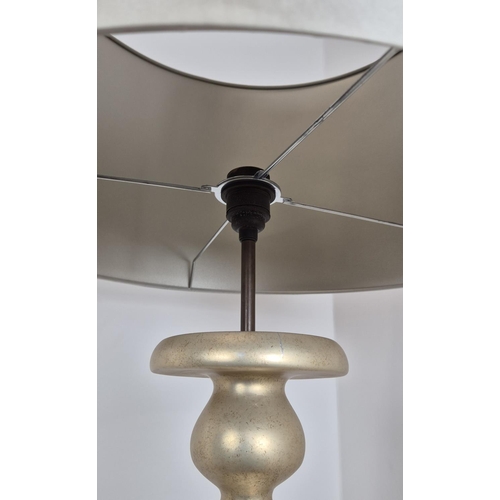 505 - JULIAN CHICHESTER FLOOR LAMP, silvered bobbin stem, 180cm H including shade.