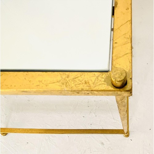 459 - SIDE TABLES, a pair, gilt metal with square mirrored tops. (2)