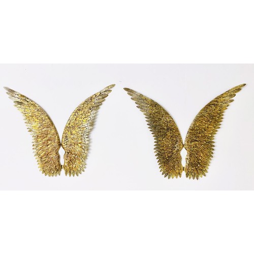 476 - ANGEL WINGS, WALL RELIEFS, a pair, gilt metal, 91cm H x 100cm x 4cm D. (2)