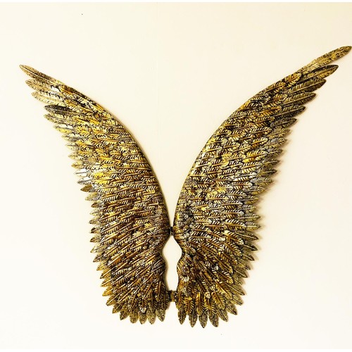 476 - ANGEL WINGS, WALL RELIEFS, a pair, gilt metal, 91cm H x 100cm x 4cm D. (2)