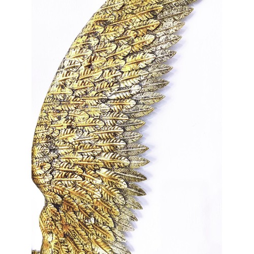 476 - ANGEL WINGS, WALL RELIEFS, a pair, gilt metal, 91cm H x 100cm x 4cm D. (2)