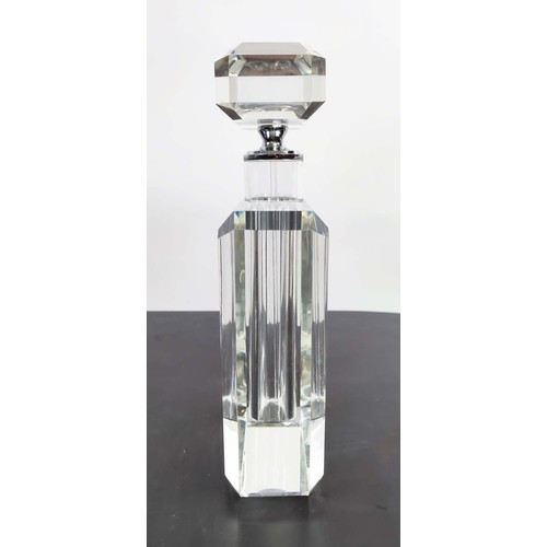 338 - PERFUME BOTTLES, a pair, Art Deco style cut glass, 26cm H. (2)