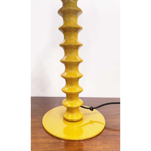 308 - MUSHROOM TABLE LAMPS, a pair, 1960's style yellow metal, 50cm H. (2)