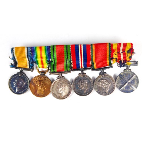 32 - MINIATURE MEDAL GROUP, comprising, British war and victory medal, defence medal, British WWII war me... 