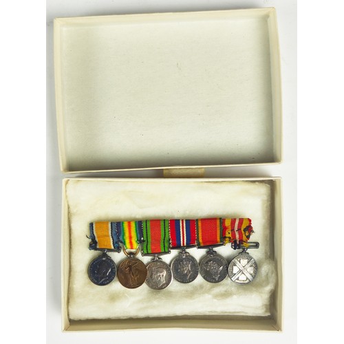 32 - MINIATURE MEDAL GROUP, comprising, British war and victory medal, defence medal, British WWII war me... 