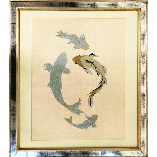 48 - TROWBRIDGE GALLERY, carp embroideries, a set of four, each 72cm x 82 overall. (4)