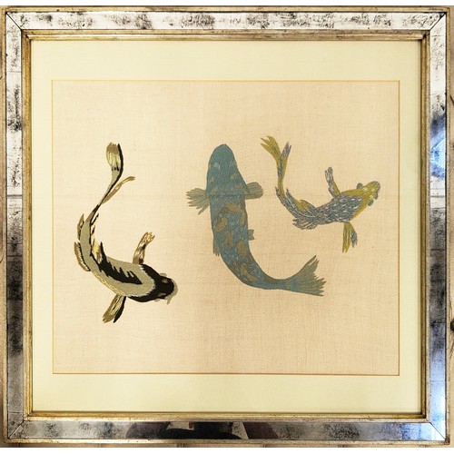 48 - TROWBRIDGE GALLERY, carp embroideries, a set of four, each 72cm x 82 overall. (4)