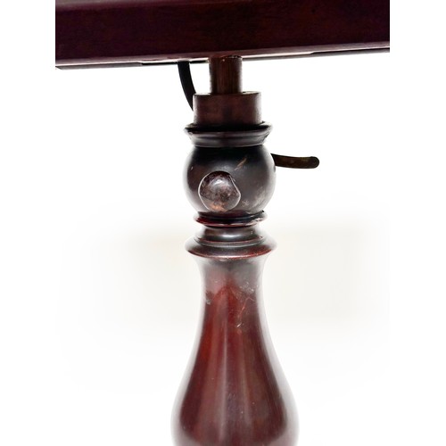 137 - TRIPOD TABLE, Victorian mahogany, rectangular with adjustable column, tilt action and curved tripod ... 