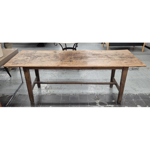 231 - FARMHOUSE TABLE, 19th century French ash, 73cm x 193cm x 73cm.