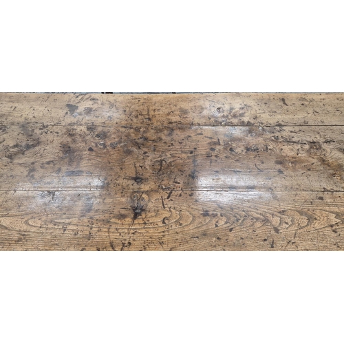 231 - FARMHOUSE TABLE, 19th century French ash, 73cm x 193cm x 73cm.